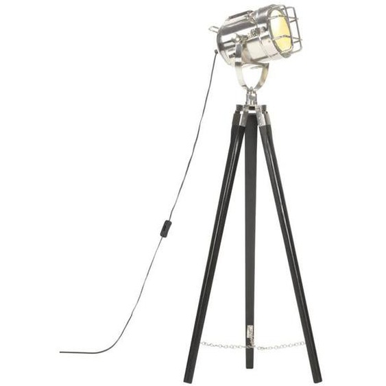 Lampadaire - vidaXL - Trépied - Bois de manguier massif - 97 cm - Noir et argenté