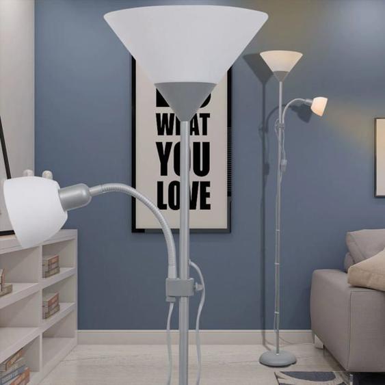 vidaXL Lampadaire Gris Lampe sur Pied Lampe de Sol Lampe Lumière de Salon 242732