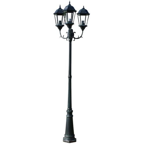 vidaXL Lanterne de jardin 3 flammes 230 cm vert foncé/noir aluminium
