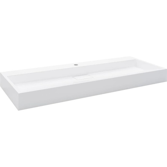 vidaXL Lavabo 120 x 46 x 11 cm Fonte minérale/fonte de marbre blanc