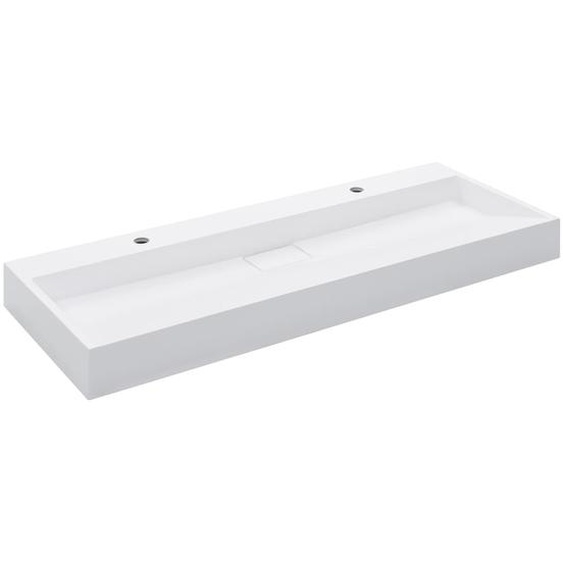 vidaXL Lavabo 120 x 46 x 11 cm Fonte minérale/fonte de marbre blanc