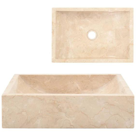 Lavabo 45x30x12 cm marbre crème brillant Vidaxl