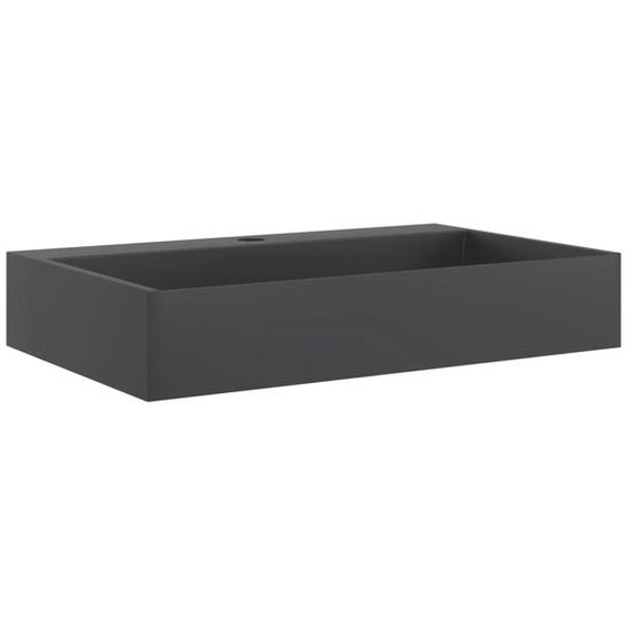 vidaXL Lavabo 60x38x11 cm Fonte minérale/fonte de marbre noir mat