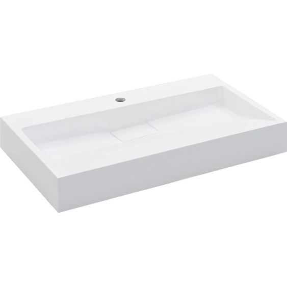 vidaXL Lavabo 80 x 46 x 11 cm Fonte minérale/fonte de marbre blanc