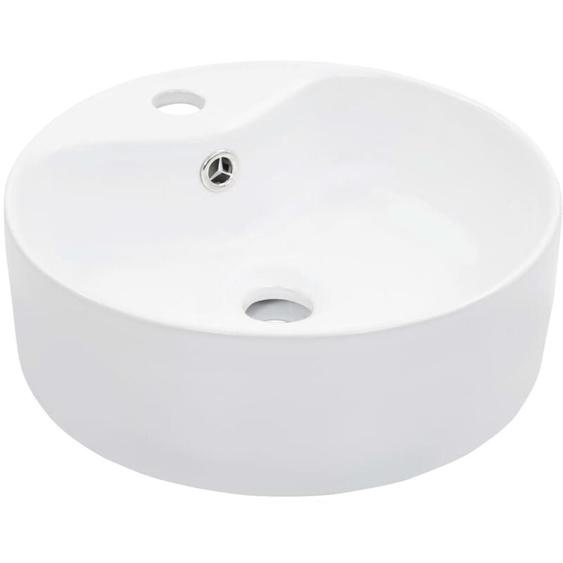 vidaXL Lavabo avec trop-plein 36x13 cm Céramique Blanc