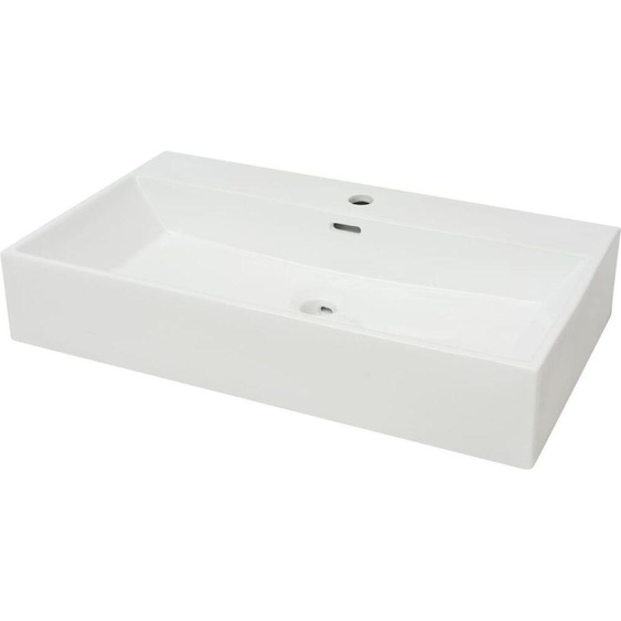 vidaXL Lavabo avec trou pour robinetterie céramique blanc 76x42,5x14,5 cm