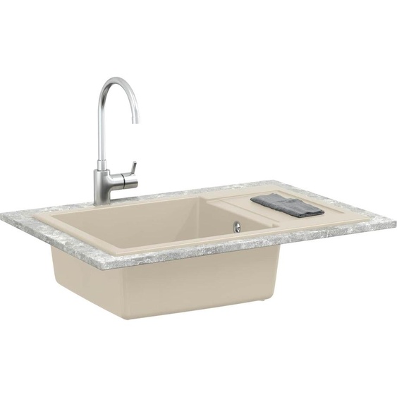 vidaXL Lavabo Beige 780 x 500 mm 80% Quartz et 20% Résine