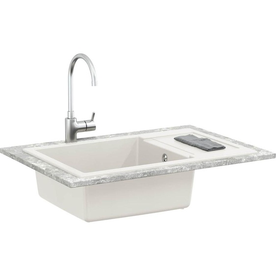 vidaXL Lavabo blanc 780 x 500 mm 80% quartz et 20% résine