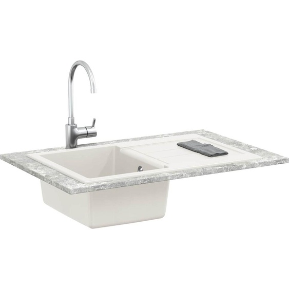 vidaXL Lavabo blanc 780 x 500 mm 80% quartz et 20% résine