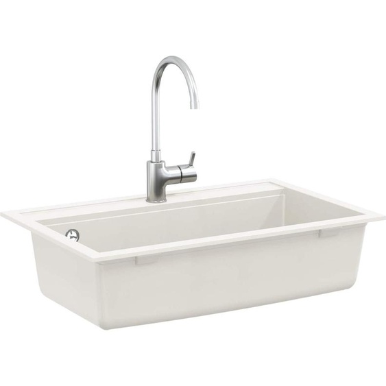 vidaXL Lavabo blanc 795 x 505 mm 80% quartz et 20% résine