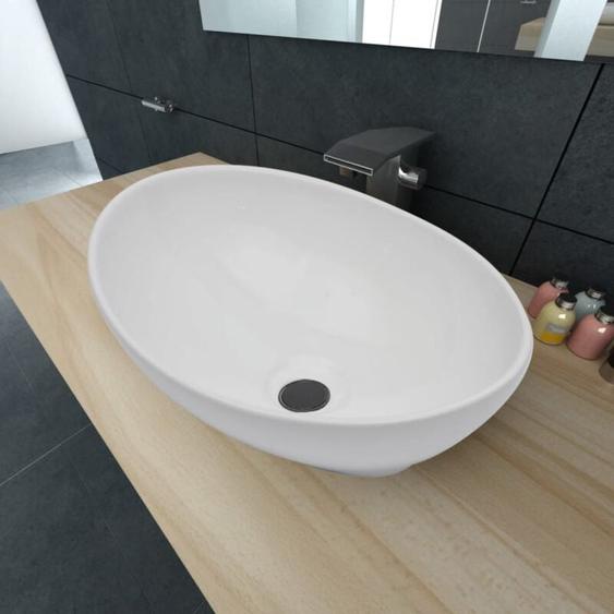 Vidaxl - Lavabo en forme ovale Céramique 40 x 33 cm Blanc