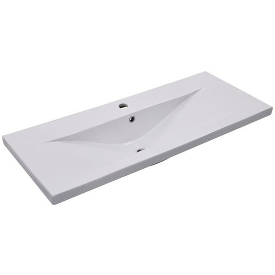 vidaXL lavabo encastré 101x39,5x18,5 cm céramique blanche