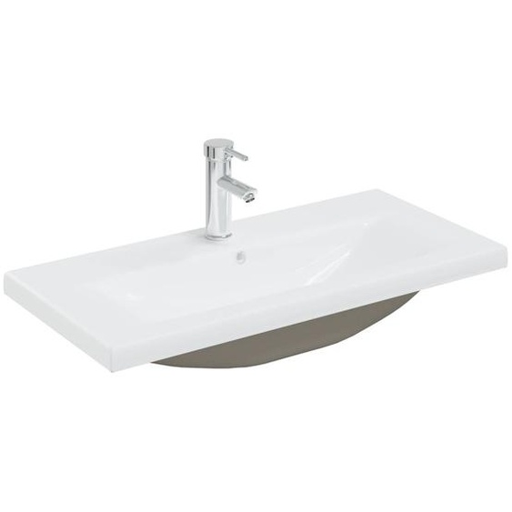 vidaXL Lavabo encastré avec robinet 81x39x18 cm Céramique blanche
