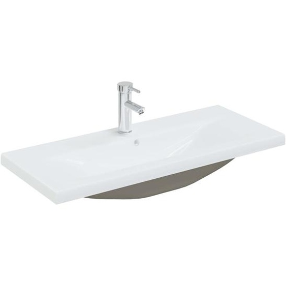 vidaXL Lavabo encastré avec robinet 91x39x18 cm Céramique blanche