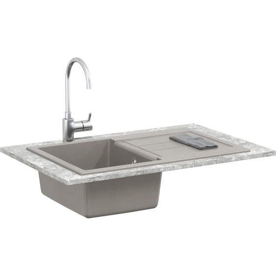vidaXL Lavabo Gris 780 x 500 mm 80% quartz et 20% résine