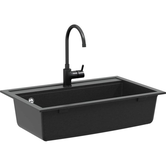vidaXL Lavabo noir 795 x 505 mm 80% quartz et 20% résine