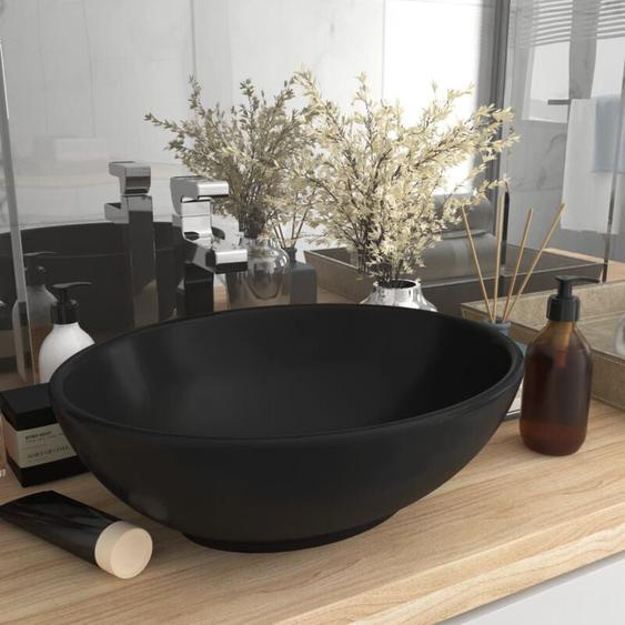 Vidaxl - Lavabo ovale de luxe Noir mat 40x33 cm Céramique