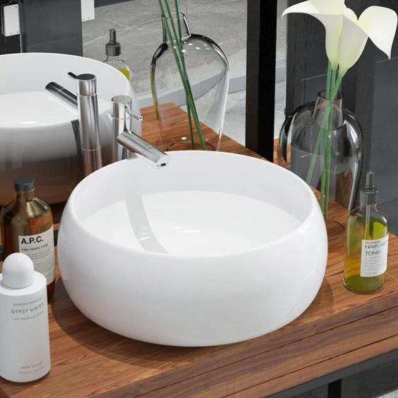 Lavabo ronde Céramique Blanc 40 x 15 cm Vidaxl