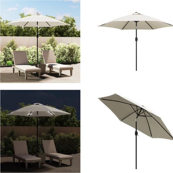 vidaXL LED Cantilever Parasol 3 m Blanc sable - Parasols - LED Parasol - Protection solaire - Parasol de marché