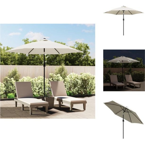 vidaXL LED Cantilever Parasol 3 m Blanc sable - Parasols & ombrelles