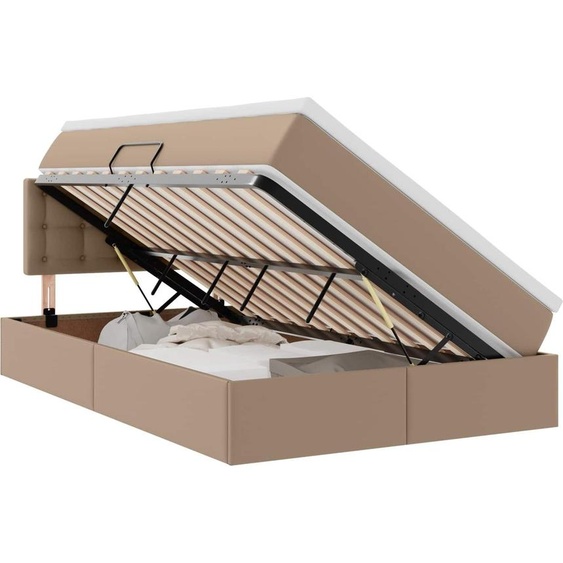 vidaXL Lit avec espace de rangement et LED Cappuccino 120 x 200 cm Similicuir