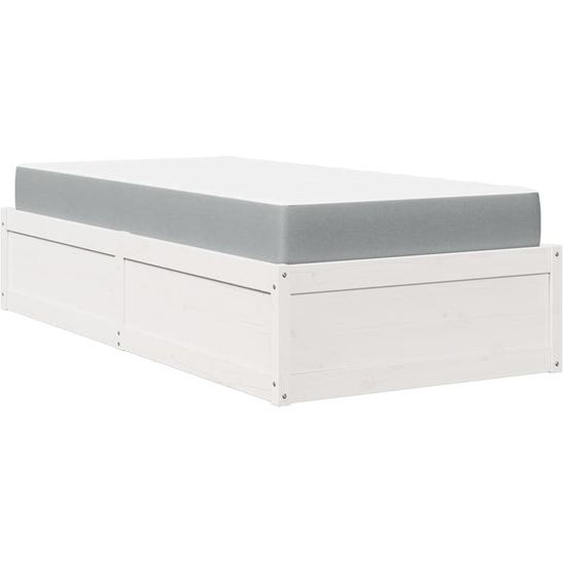 vidaXL Lit avec matelas blanc 100x200 cm pin massif