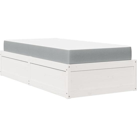 vidaXL Lit avec matelas blanc 90x190 cm pin massif