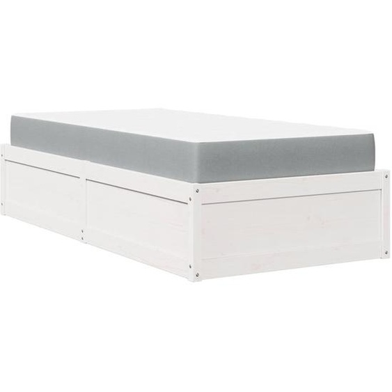 vidaXL Lit avec matelas blanc 90x200 cm pin massif