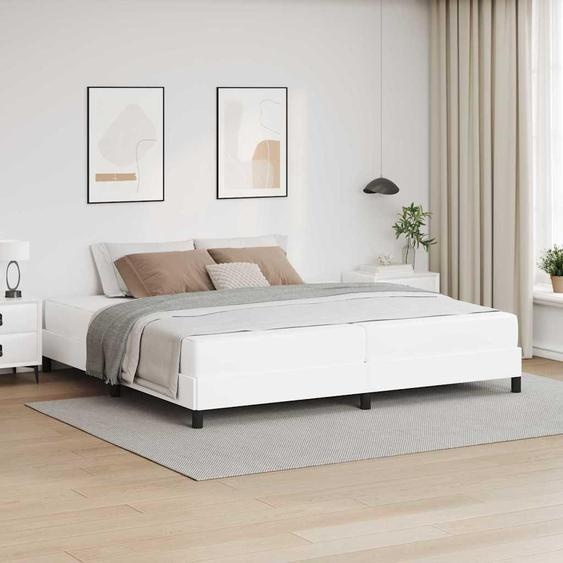 vidaXL Cadre de lit avec matelas blanc pur 200 x 200 cm Tissu