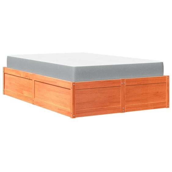 vidaXL Lit avec matelas brun cireux 140x190 cm pin massif