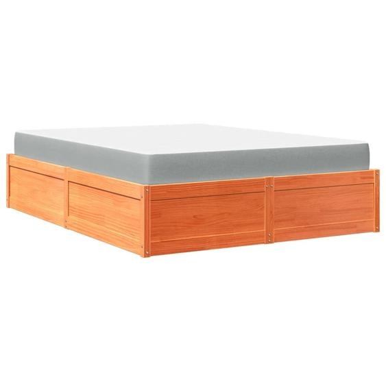 vidaXL Lit avec matelas brun cireux 140x200 cm pin massif