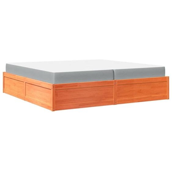 vidaXL Lit avec matelas brun cireux 200x200 pin massif