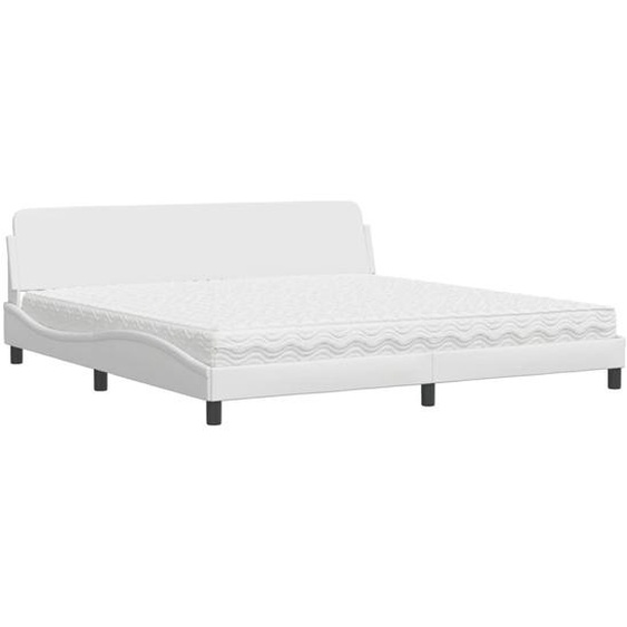 vidaXL Lit avec matelas Dover blanc 200x200 cm simili-cuir