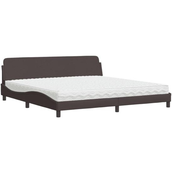 vidaXL Lit avec matelas Dover brun foncé 200x200 cm Tissu