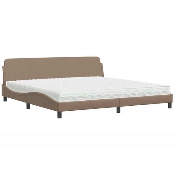 vidaXL Lit avec matelas Dover Cappuccino-Brun 200x200 cm Similicuir