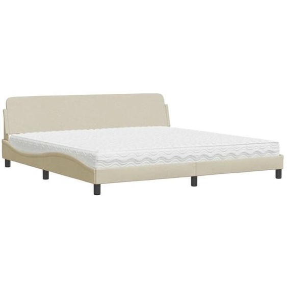 vidaXL Lit avec matelas Dover Crème 200x200 cm Tissu