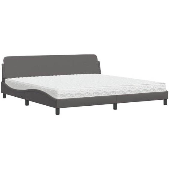 vidaXL Lit avec matelas Dover Gris 200x200 cm Similicuir