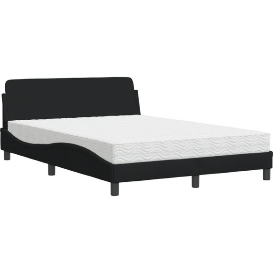 vidaXL Lit avec matelas Dover noir 140x190 cm Tissu