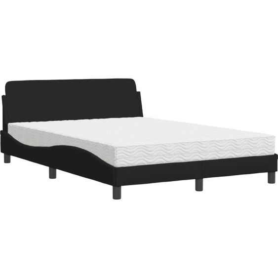 vidaXL Lit avec matelas Dover noir 140x200 cm Tissu