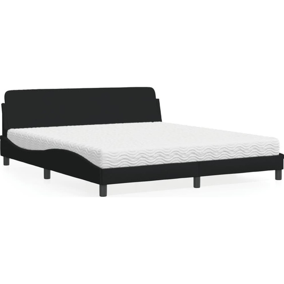 vidaXL Lit avec matelas Dover noir 180x200 cm Tissu