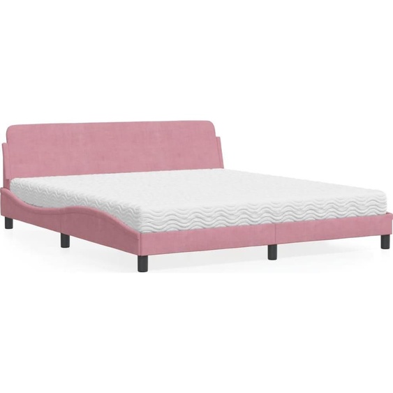 vidaXL Lit avec matelas Dover rose 180x200 cm velours