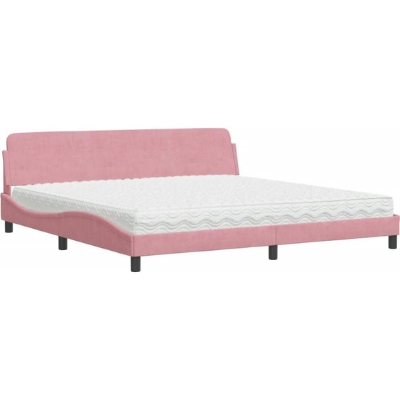 vidaXL Lit avec matelas Dover rose 200x200 cm velours