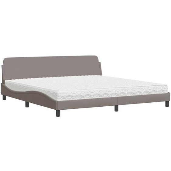 vidaXL Lit avec matelas Dover Taupe 200x200 cm Tissu