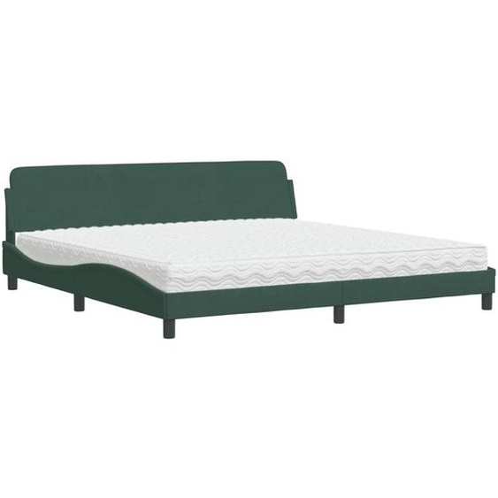 vidaXL Lit avec matelas Dover vert foncé 200x200 cm velours