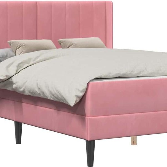 vidaXL Lit avec matelas et tête de lit rose 160 x 200 cm, velours