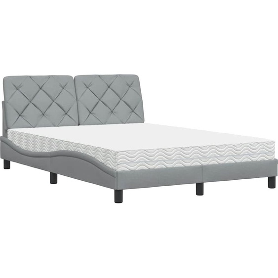 vidaXL Lit avec matelas gris clair 140x190 cm Tissu