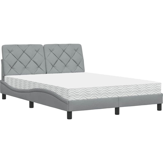 vidaXL Lit avec matelas gris clair 140x200 cm Tissu