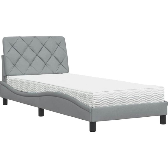 vidaXL Lit avec matelas gris clair 90x190 cm Tissu