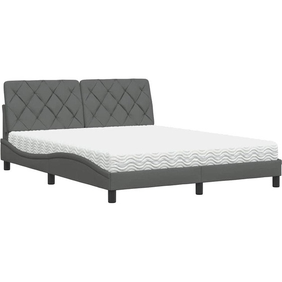 vidaXL Lit avec matelas gris foncé 160x200 cm Tissu