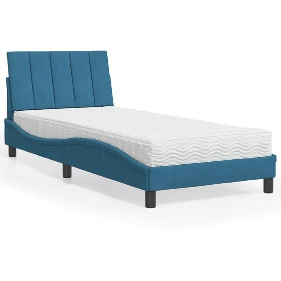 vidaXL Lit avec matelas Hanko bleu 80x200 cm velours